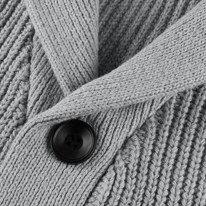 Thick Knit Crew Neck Mens Cardigan Sweater