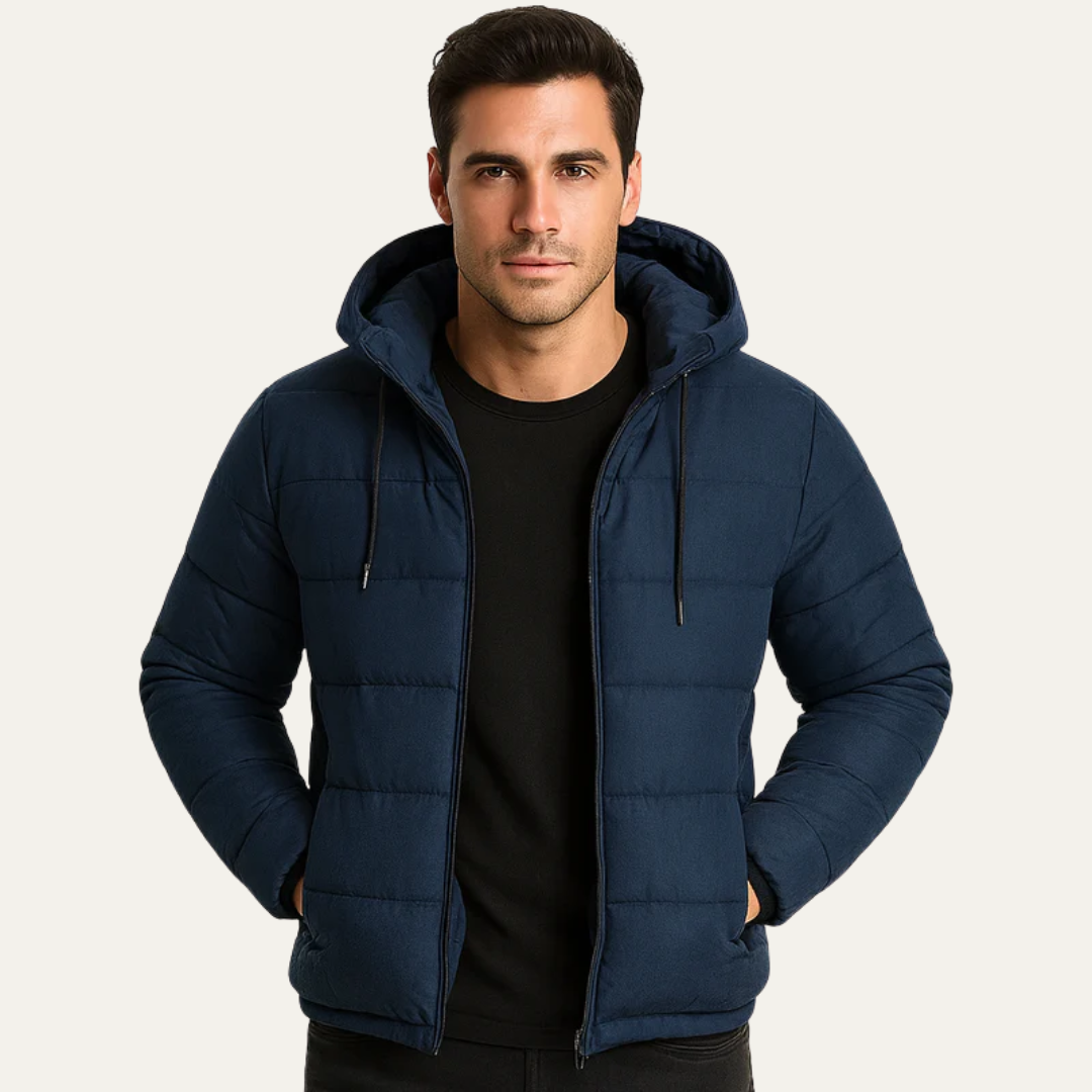 Men's Large Padded Hooded Winter Coat - OutfitLondon
