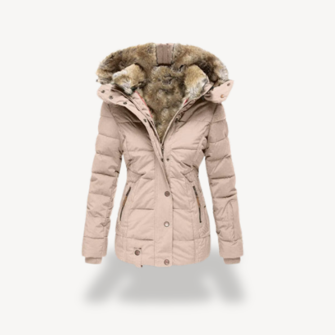 Ladies' Down Parka with Fake Fur Trim
