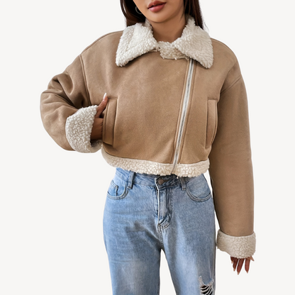 Ladies Synthetic Fur Leather Coat
