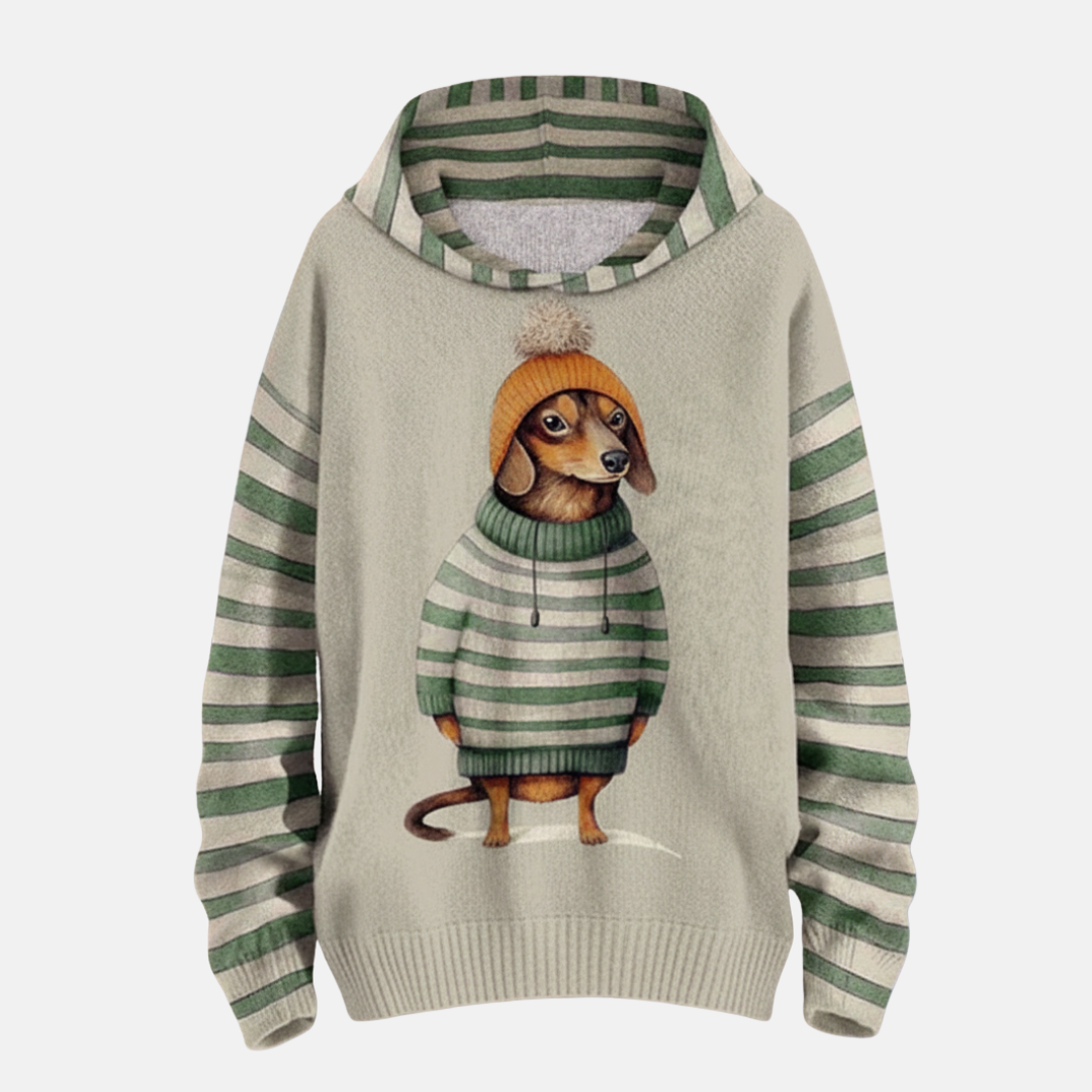 Casual Women's Hoodie with Fun Dog Graphic