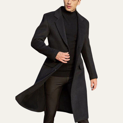 Classic Fit Long Black Formal Coat - OutfitLondon