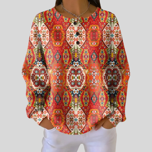 Colorful Floral Crew Neck Sweater - OutfitLondon