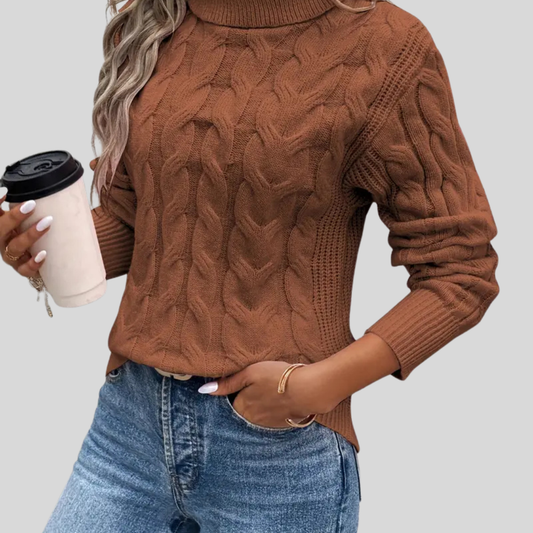 Soft Cable Knit Crew Neck Sweater - OutfitLondon