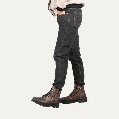 Insulated Men's Leather Snow Boots with Fur Lining