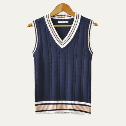Men's Knit Striped V Neck Sweater Vest