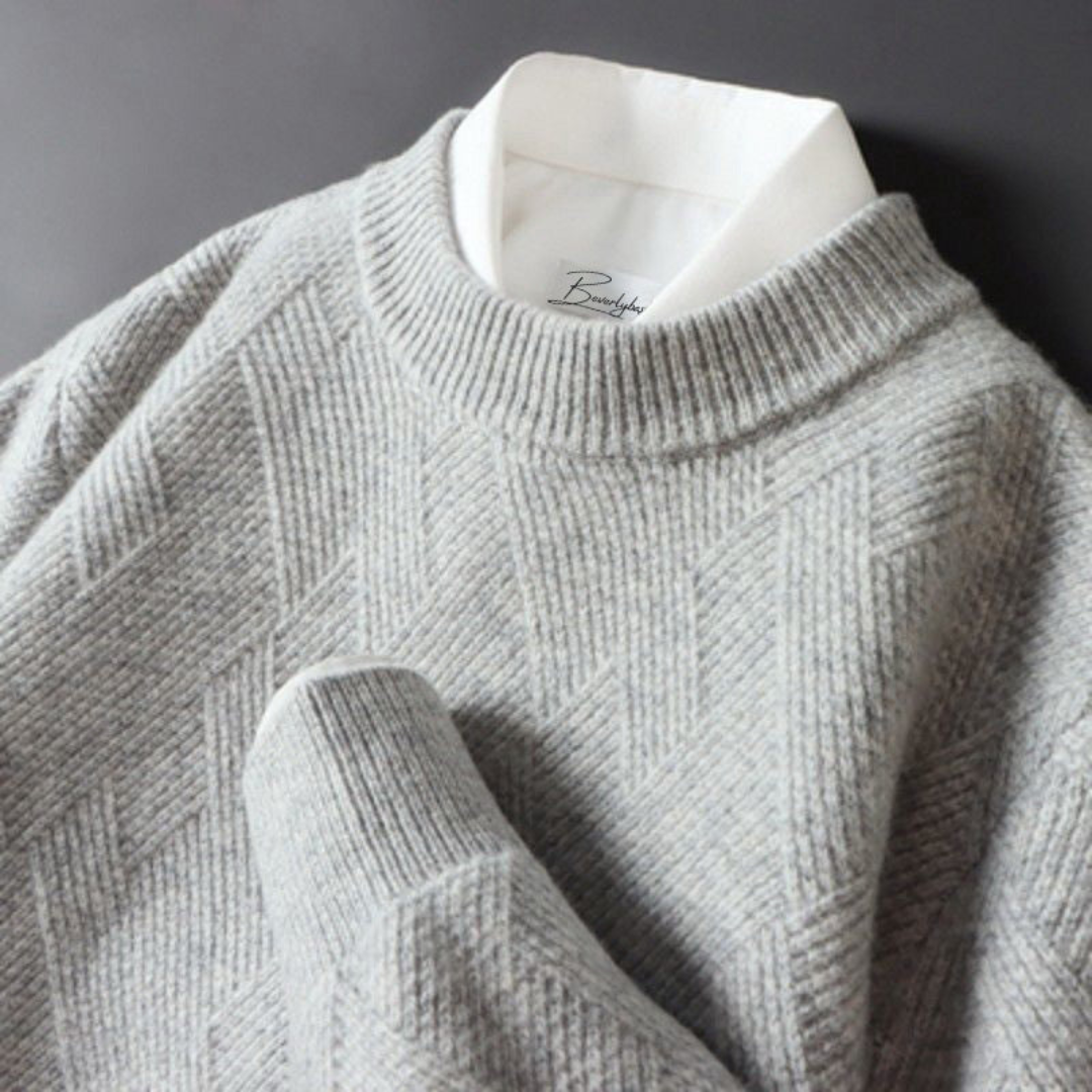 Warm Textured Crew Neck Sweater