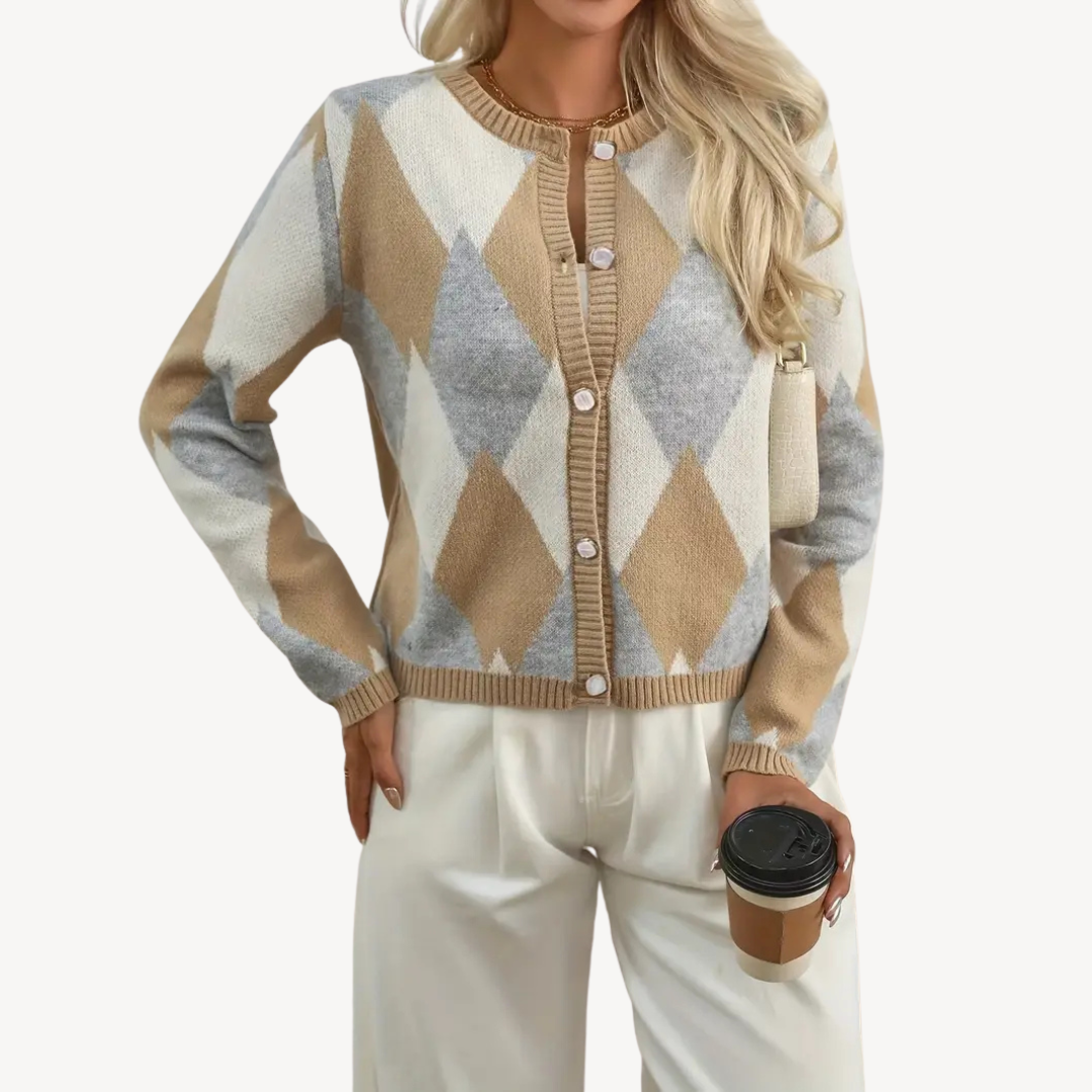 Classic Knit Pattern Women's Cardigan Sweater - OutfitLondon