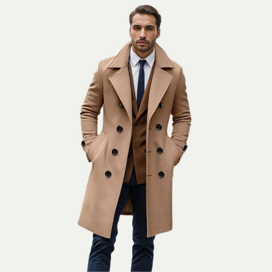 Warm Men's Double Breasted Wool Pea Coat - OutfitLondon