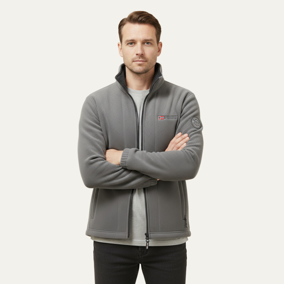 Men's Thick Quilted Fleece Zip Up Jacket