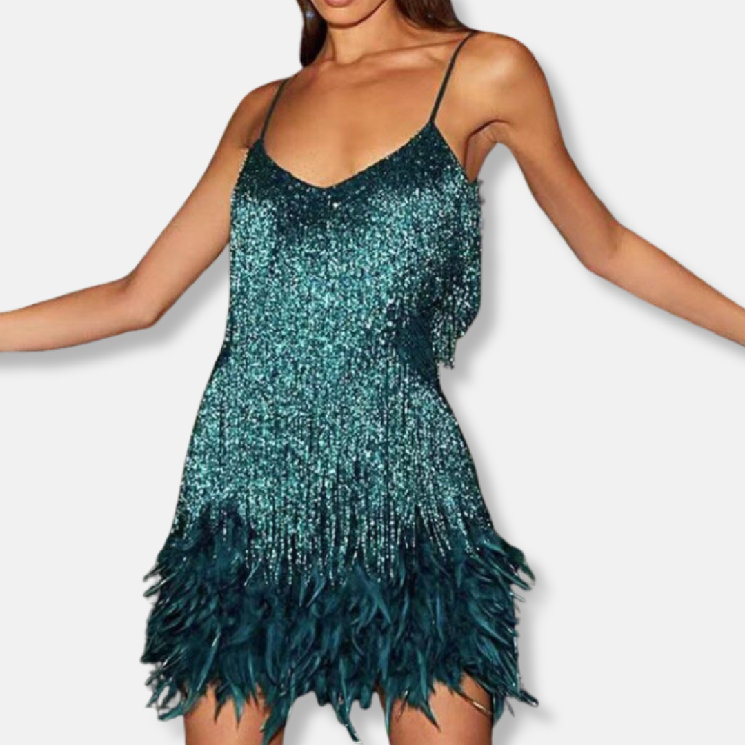 Glittering Beaded Mini Party Dress