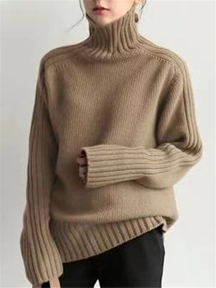 Soft Women's Thick Cable Knit Turtleneck Sweater