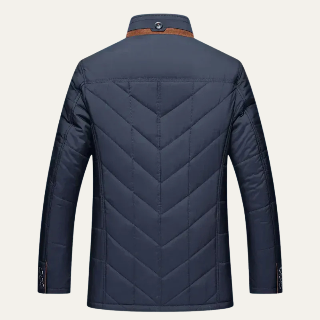 Warm Padded Mens Winter Coat with Faux Fur Trim