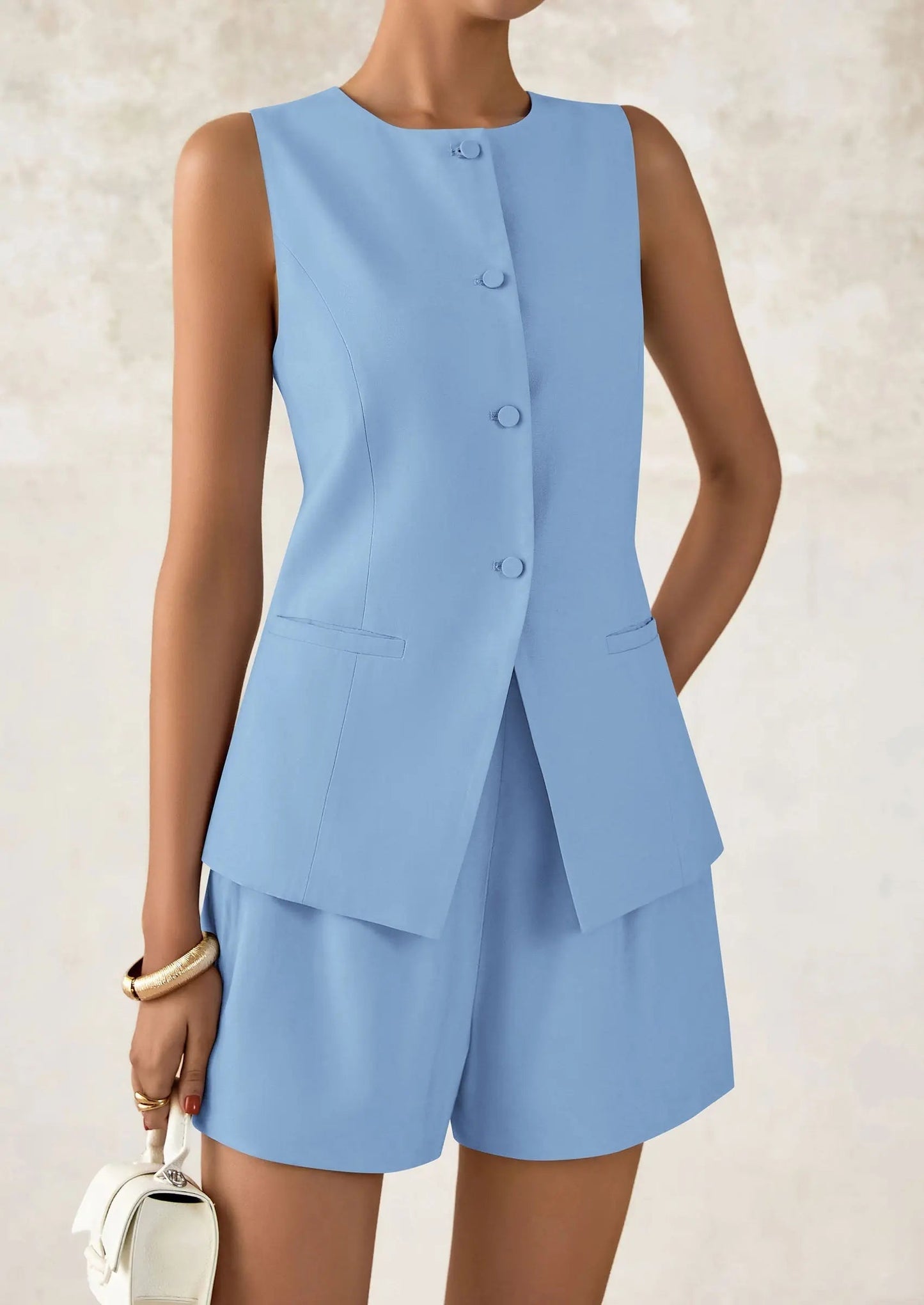 Relaxed Fit Office Two Piece Shorts Suits