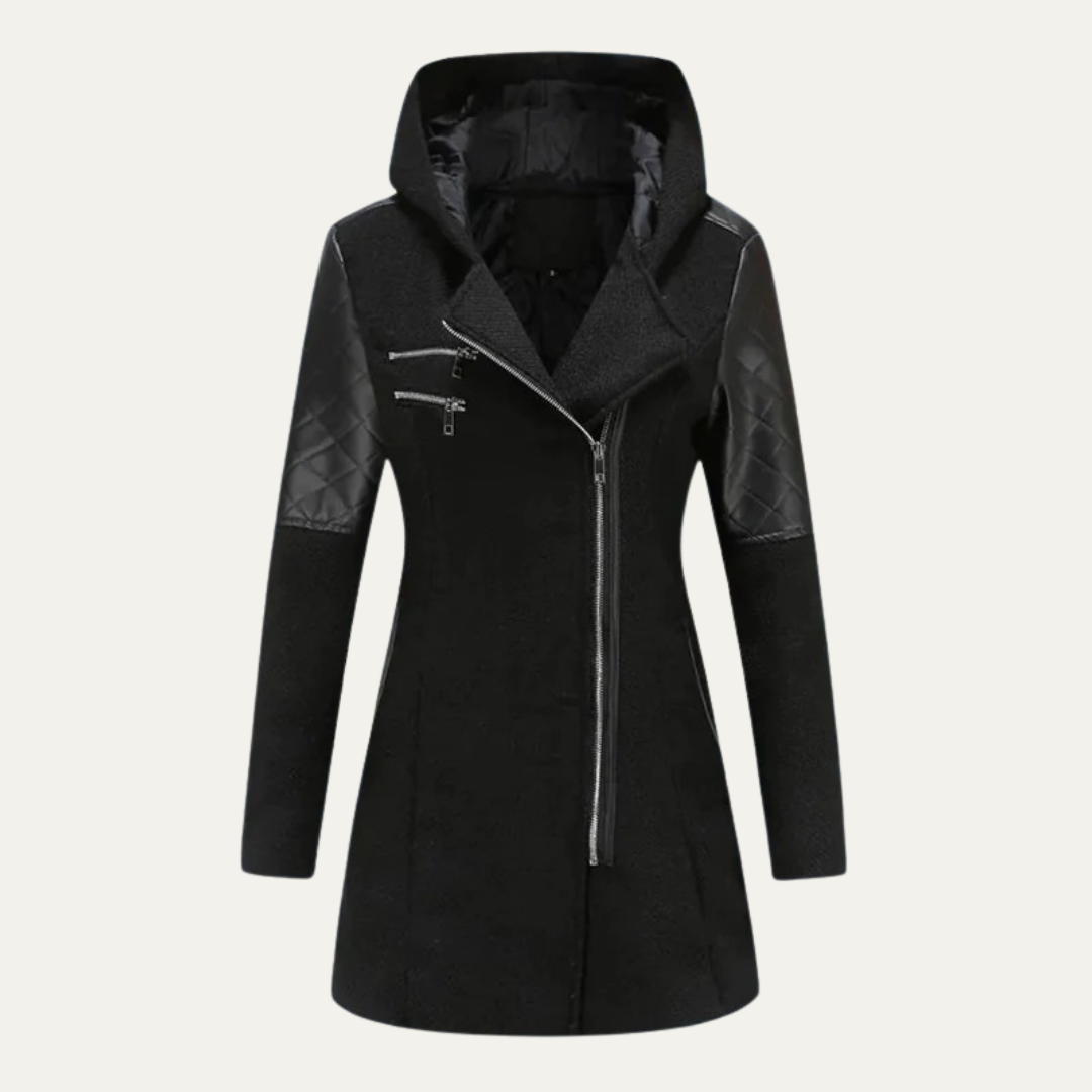 Warm Waterproof Ladies Long Asymmetrical Coat