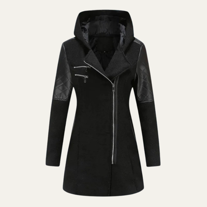 Warm Waterproof Ladies Long Asymmetrical Coat