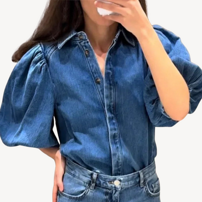 Casual Blue Bell Sleeve Top