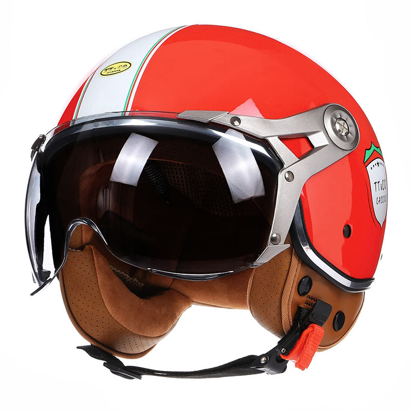 Vintage Style Bike Helmet With Clear Visor