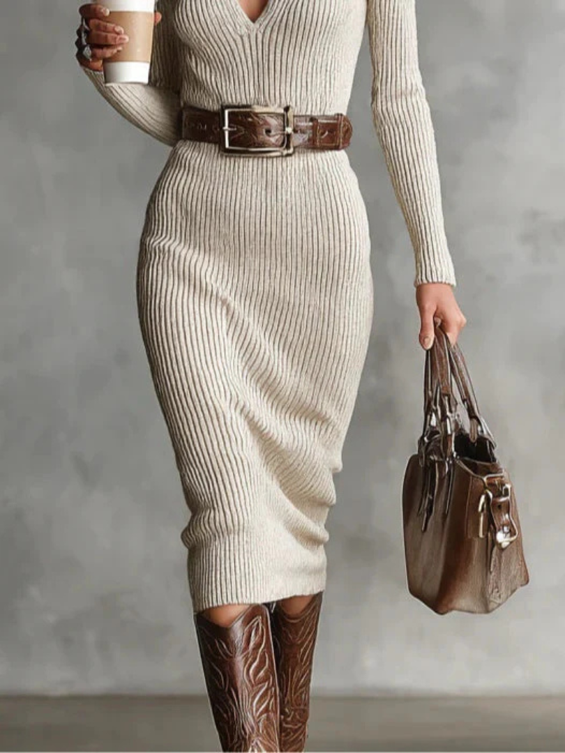 Warm Cable Knit Winter Dress