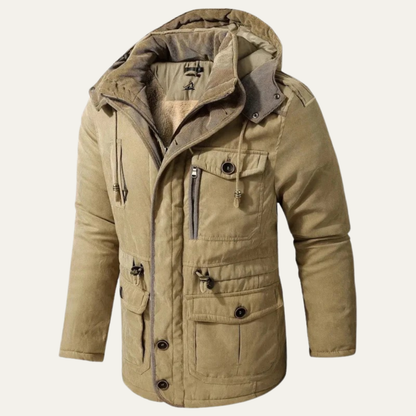 Rugged Corduroy Work Jacket with Faux Fur Collar
