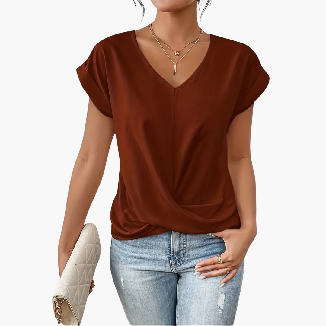 Relaxed Fit Womens Tee with Sweetheart Neckline