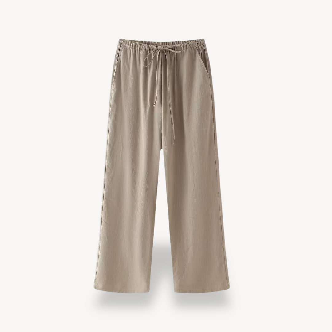 Relaxed Fit Wide Leg Linen Pants Set Women