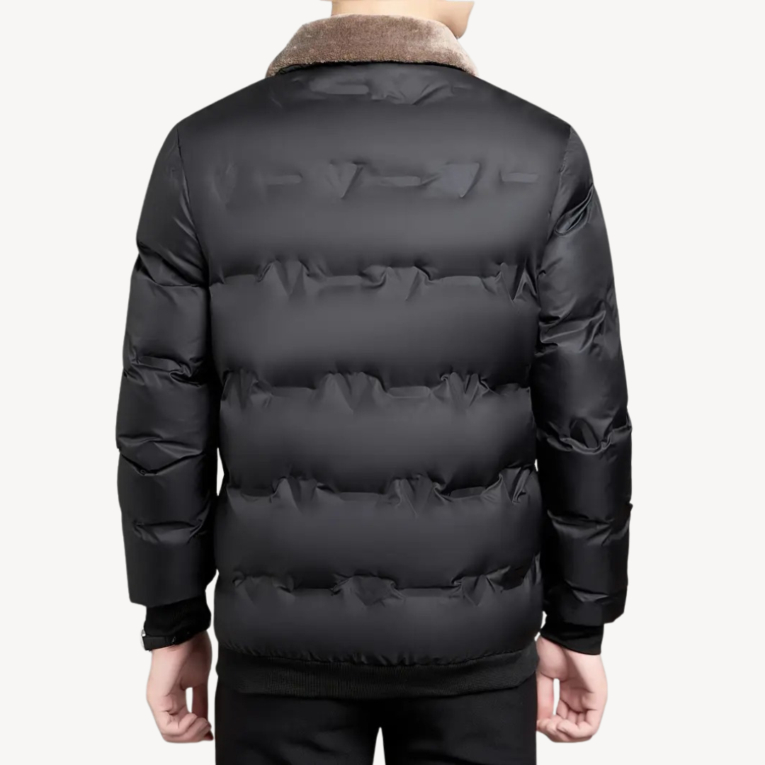 Warm Waterproof Mens Coat with Faux Fur Hood