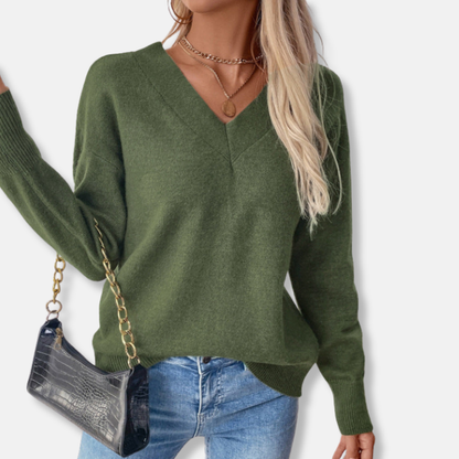 Cozy V Neck Long Sleeve Sweater