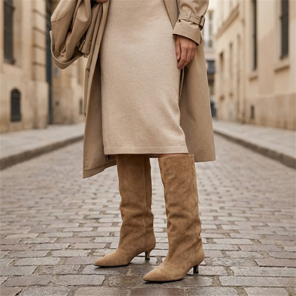 Low Heel Pointed Toe Women's Tall Boots - OutfitLondon