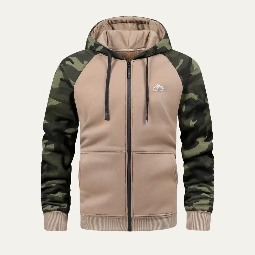 Men's Green Camo Athletic Hooded Jacket
