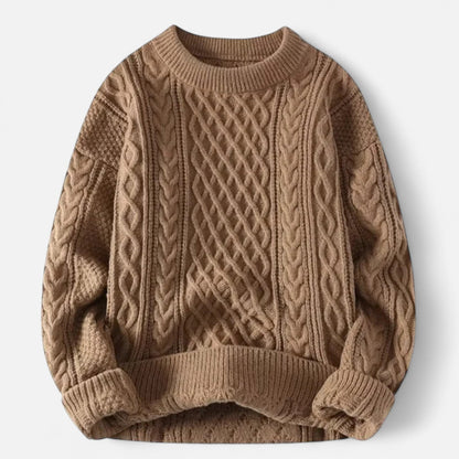 Soft Women's Cable Knit Crew Neck Sweater