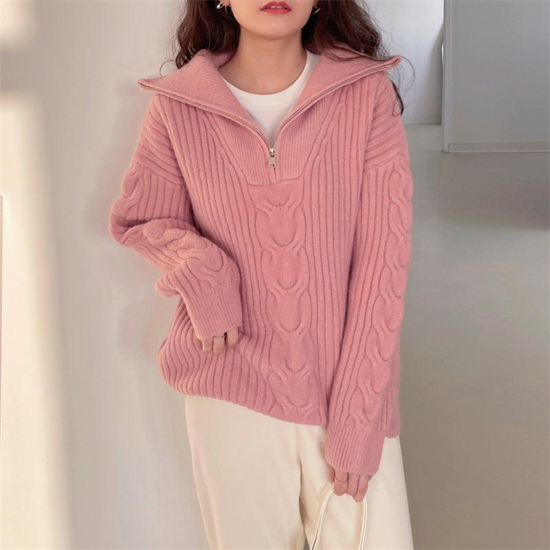 Soft Ladies Cream Zip Up Jumper