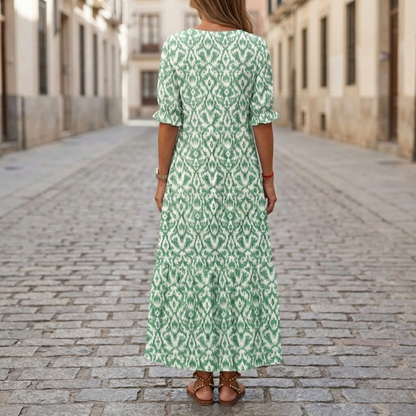 Long Sleeveless V Neck Printed Dress for Women