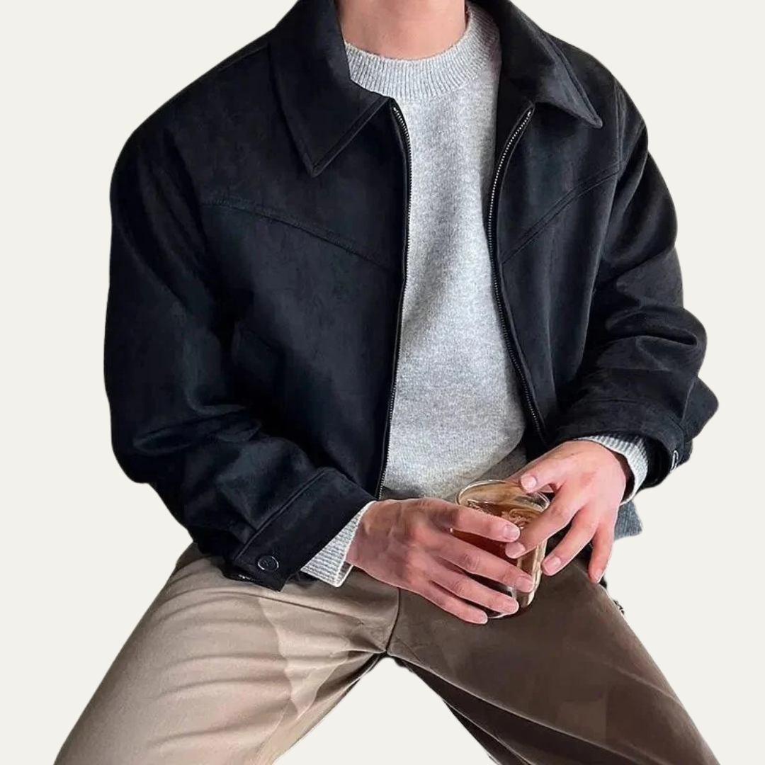 Men's Short Zip Up Denim Jacket