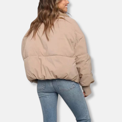 Women's Oversized Puffer Coat with Ribbed Cuffs