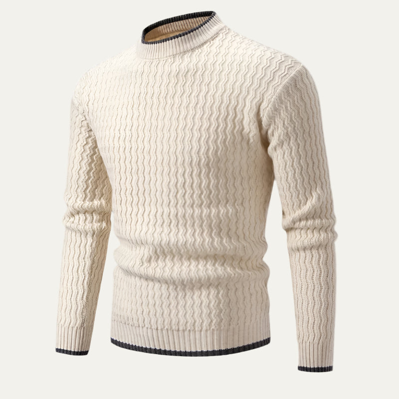 Men's Thick Cable Knit Crew Sweater - OutfitLondon