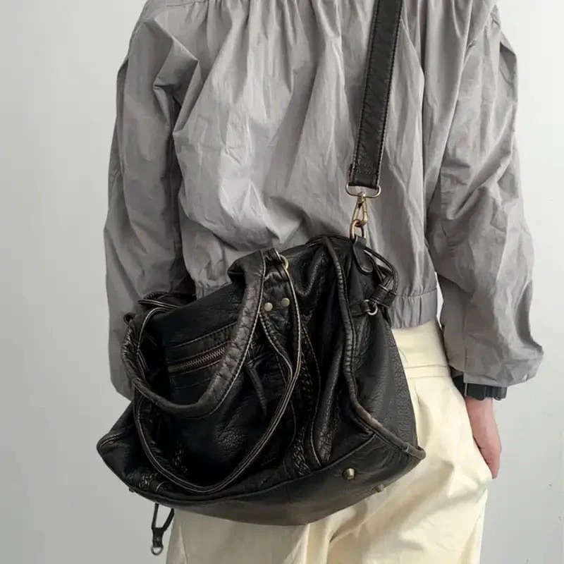 Luxury Big Tote Bag | Soft Black Leather