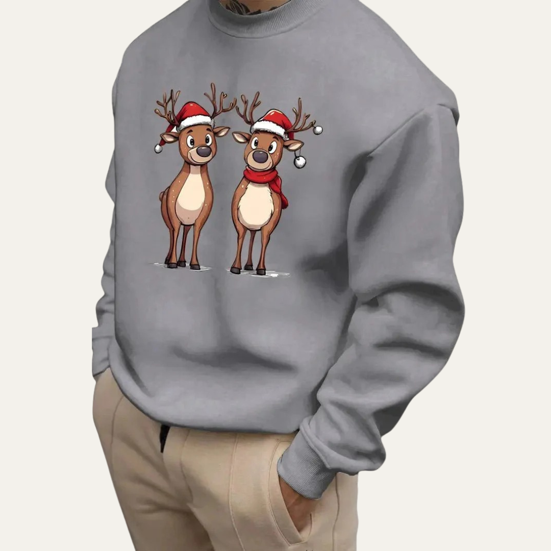 Fun Holiday Reindeer Crew Neck Sweater