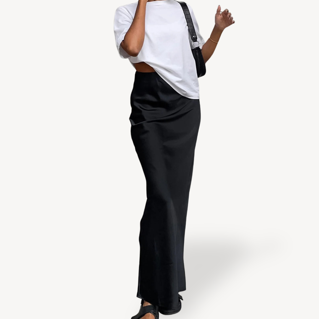 Long Elegant Satin Skirt