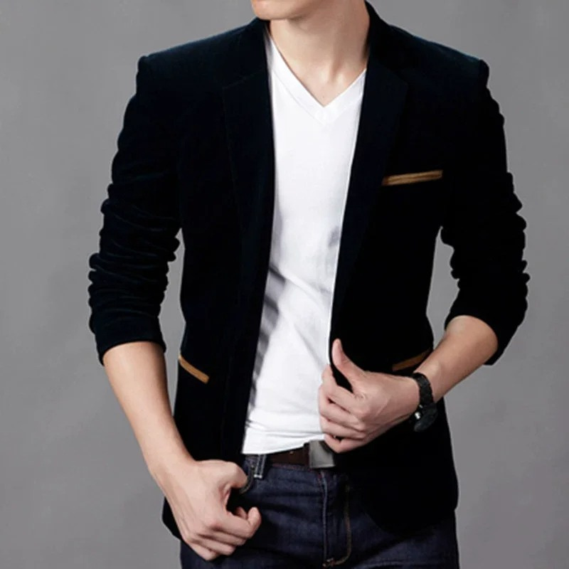 Slim Fit Men's Single Button Blazer Jacket