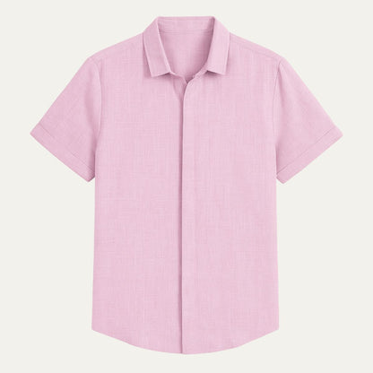 Relaxed Fit Pastel Short Sleeve Mens Shirt