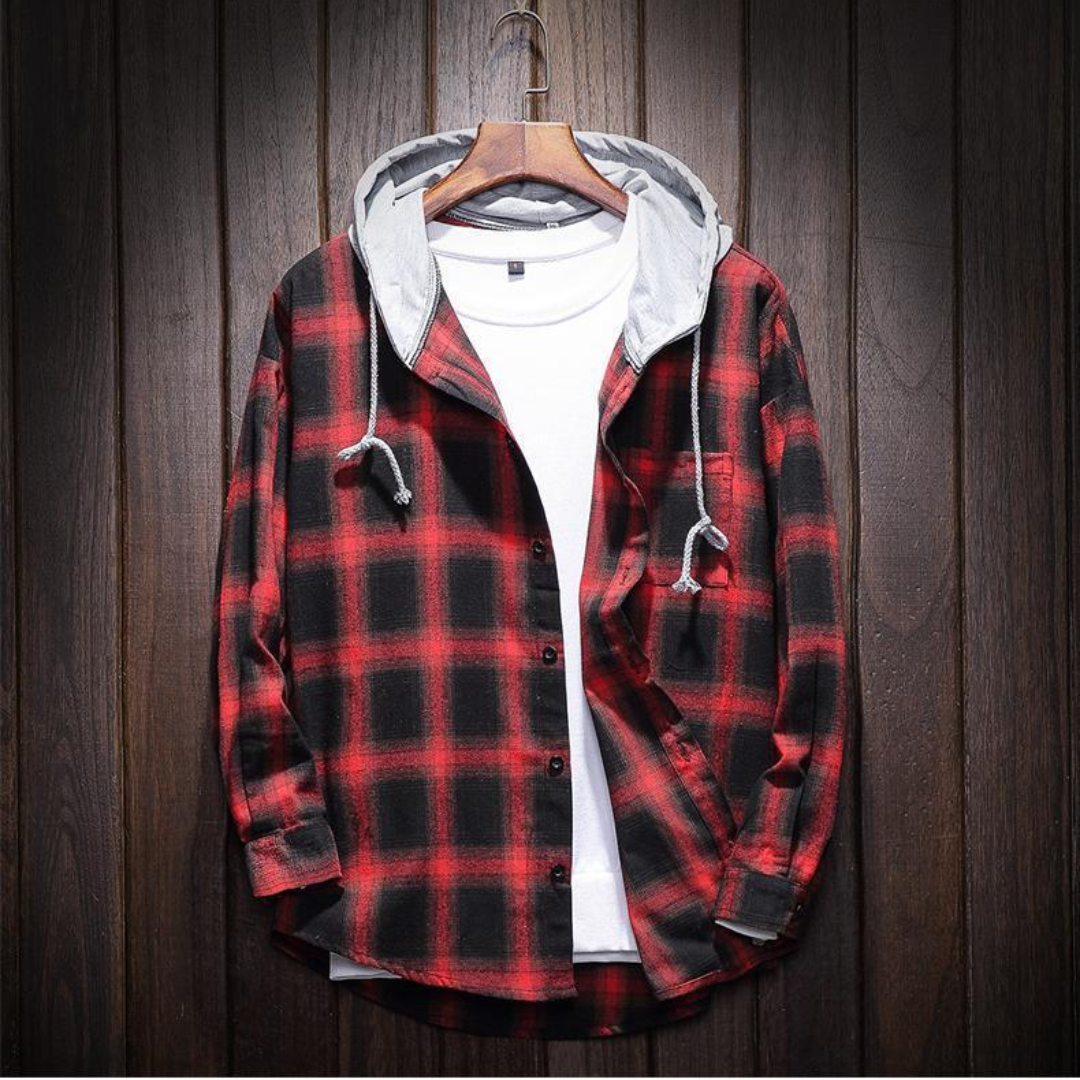 Warm Hooded Plaid Shirt Jacket