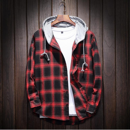 Warm Hooded Plaid Shirt Jacket