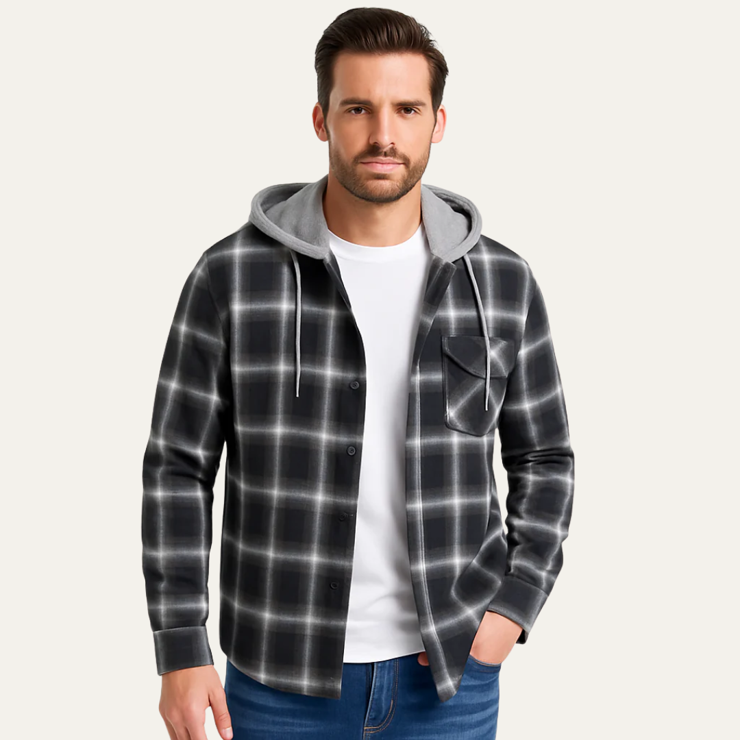 Warm Plaid Hoodie Flannel Shirt - OutfitLondon