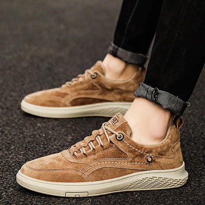 Men's Suede Sneakers with Lace-up Closure and Padded Insole