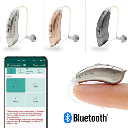 Behind Ear Hearing Aid : Invisible Bluetooth Hearing Aids With App Control