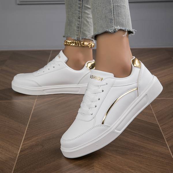 Orthopedic PU Leather Accent Sneakers