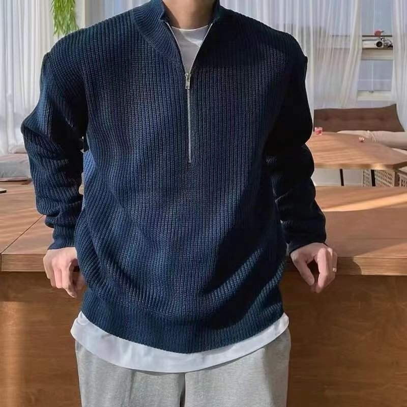 Relaxed Fit Men's Cable Knit Sweater - OutfitLondon