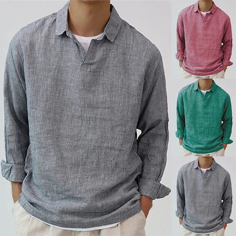 Men's Casual Cotton Pullover Shirt