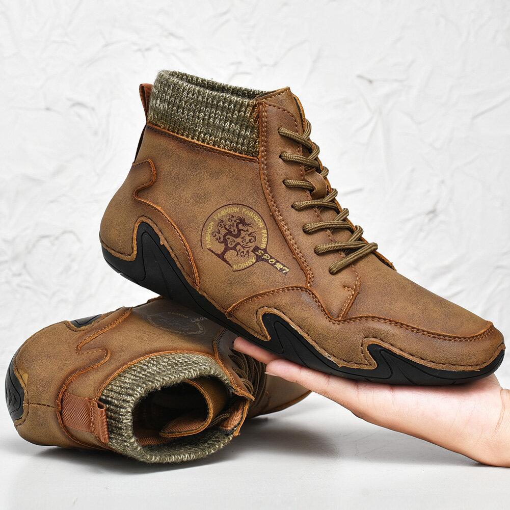 Barefoot Beck Shoes Men's Handmade Soft Slip Resistant Lace Up Leather Ankle Boots
